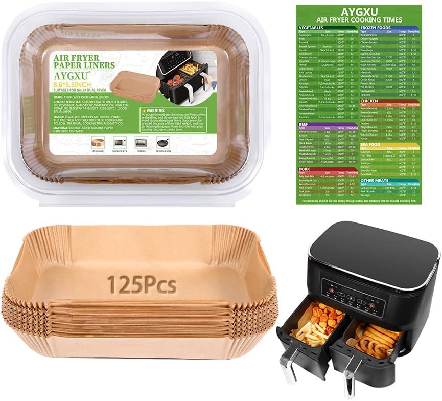 (125PCS) Air Fryer Liners, Air Fryer Disposable Paper Liner for Ninja Dual Air